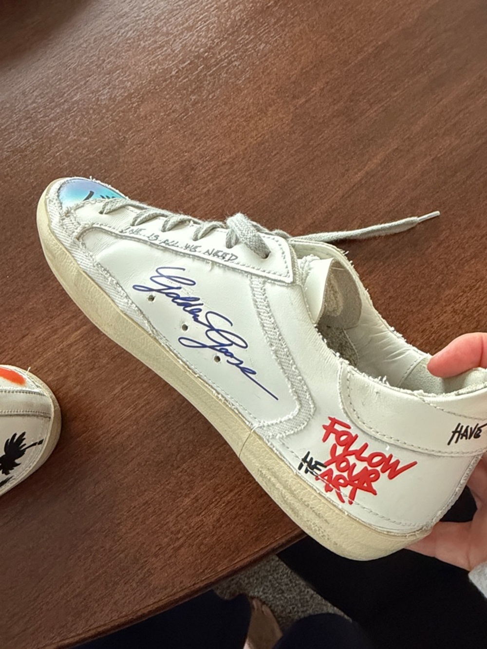 Golden Goose White Low-Top Sneakers with Multicolor Graffiti Accents - Picture 11 of 15